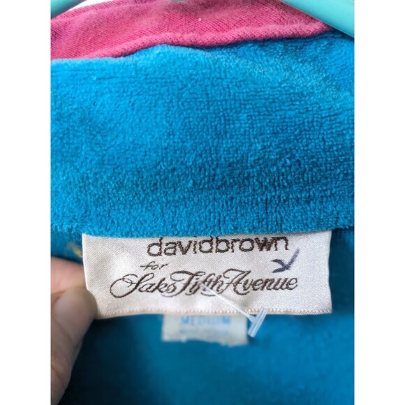 Vintage 80's David Brown for Saks Fifth Avenue Blue Velour Nightgown Maxi Size M - Picture 13 of 16